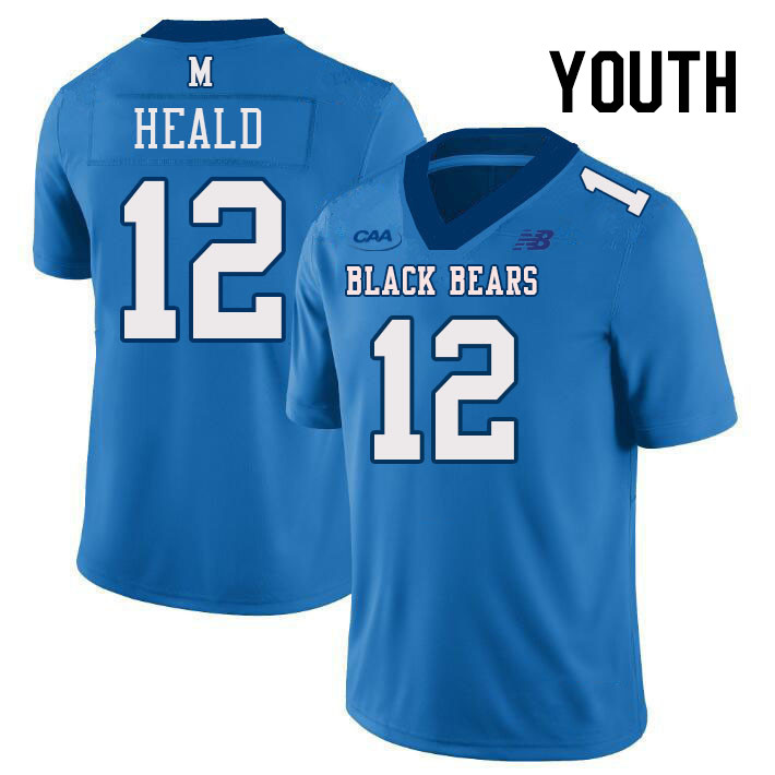 Youth #12 Braeden Heald Maine Black Bears College Football Jerseys Stitched Sale-Light Blue